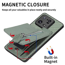 Load image into Gallery viewer, Carbon Fiber Vertical Flip Zipper Phone Case, For Xiaomi POCO M5 4G, For Redmi Note 11T Pro 5G, For Redmi 10C, For Redmi Note 11 4G, For Redmi 10, For Redmi Note 10 4G
