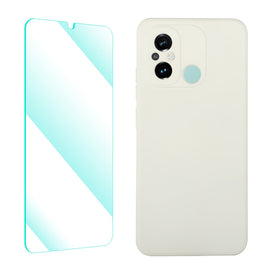 ENKAY Liquid Silicone Phone Case with Tempered Film, For Xiaomi Poco C55 / Redmi 12C