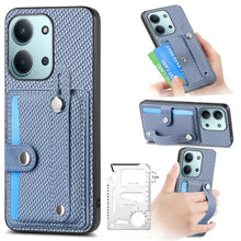 Load image into Gallery viewer, Wristband Kickstand Card Wallet Back Phone Case with Tool Knife, For Redmi 15C 5G / 4G Global 171mm, For Xiaomi 15T, For Redmi K80 Pro / Poco F7 Ultra, For Redmi K80 / Poco F7 Pro, For Redmi Turbo 4, For Xiaomi Poco X7 Pro, For Xiaomi 15 Pro           ...