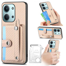 Load image into Gallery viewer, Wristband Kickstand Card Wallet Back Phone Case with Tool Knife, For Redmi 15C 5G / 4G Global 171mm, For Xiaomi 15T, For Redmi K80 Pro / Poco F7 Ultra, For Redmi K80 / Poco F7 Pro, For Redmi Turbo 4, For Xiaomi Poco X7 Pro, For Xiaomi 15 Pro           ...