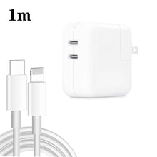 Load image into Gallery viewer, 35W PD3.0 USB-C / Type-C Dual Port Charger with Type-C to 8 Pin Data Cable, US Plug, US Plug + 1m 8 Pin Cable, US Plug + 2m 8 Pin Cable