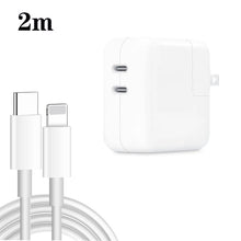 Load image into Gallery viewer, 35W PD3.0 USB-C / Type-C Dual Port Charger with Type-C to 8 Pin Data Cable, US Plug, US Plug + 1m 8 Pin Cable, US Plug + 2m 8 Pin Cable