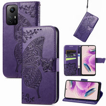 Load image into Gallery viewer, Butterfly Love Flower Embossed Leather Phone Case, For Xiaomi Redmi Note 12S