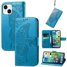 Load image into Gallery viewer, Butterfly Love Flower Embossed Leather Phone Case, For iPhone 15 Pro Max, For iPhone 15 Pro, For iPhone 15 Plus, For iPhone 15