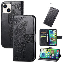 Load image into Gallery viewer, Butterfly Love Flower Embossed Leather Phone Case, For iPhone 15 Pro Max, For iPhone 15 Pro, For iPhone 15 Plus, For iPhone 15
