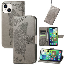 Load image into Gallery viewer, Butterfly Love Flower Embossed Leather Phone Case, For iPhone 15 Pro Max, For iPhone 15 Pro, For iPhone 15 Plus, For iPhone 15