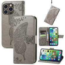 Load image into Gallery viewer, Butterfly Love Flower Embossed Leather Phone Case, For iPhone 15 Pro Max, For iPhone 15 Pro, For iPhone 15 Plus, For iPhone 15