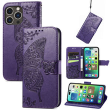 Load image into Gallery viewer, Butterfly Love Flower Embossed Leather Phone Case, For iPhone 15 Pro Max, For iPhone 15 Pro, For iPhone 15 Plus, For iPhone 15