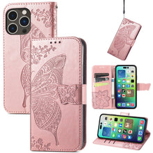 Load image into Gallery viewer, Butterfly Love Flower Embossed Leather Phone Case, For iPhone 15 Pro Max, For iPhone 15 Pro, For iPhone 15 Plus, For iPhone 15