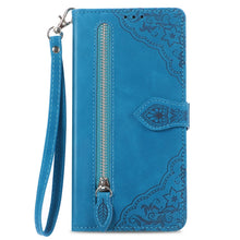 Load image into Gallery viewer, Embossed Flower Zipper Leather Phone Case, For iPhone 15 Pro Max, For iPhone 15 Pro, For iPhone 15 Plus, For iPhone 15