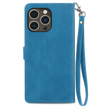 Load image into Gallery viewer, Embossed Flower Zipper Leather Phone Case, For iPhone 15 Pro Max, For iPhone 15 Pro, For iPhone 15 Plus, For iPhone 15