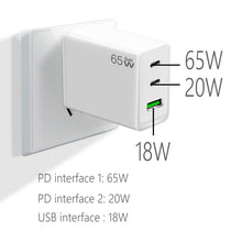 Load image into Gallery viewer, GaN PD65W Type-C x 2 + USB3.0 Laptop Adapter for Apple MacBook Series ,US Plug