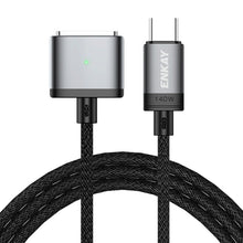 Load image into Gallery viewer, ENKAY 140W USB-C / Type-C to MagSafe 3 Nylon Braided Magnetic Charging Cable with LED Indicator for MacBook 6.6FT, ENKAY Grey, ENKAY Blue