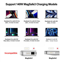Load image into Gallery viewer, ENKAY 140W USB-C / Type-C to MagSafe 3 Nylon Braided Magnetic Charging Cable with LED Indicator for MacBook 6.6FT, ENKAY Grey, ENKAY Blue