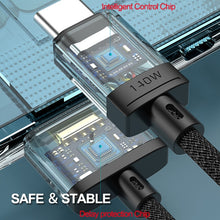 Load image into Gallery viewer, ENKAY 140W USB-C / Type-C to MagSafe 3 Nylon Braided Magnetic Charging Cable with LED Indicator for MacBook 6.6FT, ENKAY Grey, ENKAY Blue