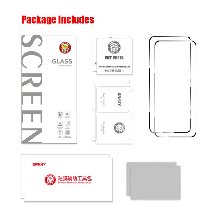 2pcs ENKAY Hat-Prince Full Glue High Aluminum-silicon Tempered Glass Film, For Redmi Note 17 Pro Max Global 163.4mm, For Redmi Note 17 4G / 5G Global 169.7mm, For Redmi 17C 5G, For Xiaomi Poco M8 Power 5G, For Redmi K100 Pro Max / Poco F9 Ultra 5G     ...