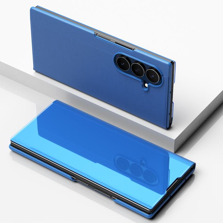 Plated Mirror Horizontal Flip Leather Phone Case with Holder, For Galaxy Z Fold8 Ultra 5G, For Galaxy Z TriFold, For Galaxy Z Fold7, For Galaxy Z Fold6, For Galaxy Z Fold5 5G