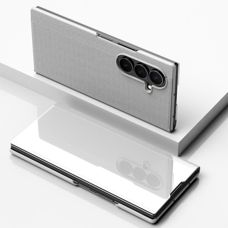 Plated Mirror Horizontal Flip Leather Phone Case with Holder, For Galaxy Z Fold8 Ultra 5G, For Galaxy Z TriFold, For Galaxy Z Fold7, For Galaxy Z Fold6, For Galaxy Z Fold5 5G
