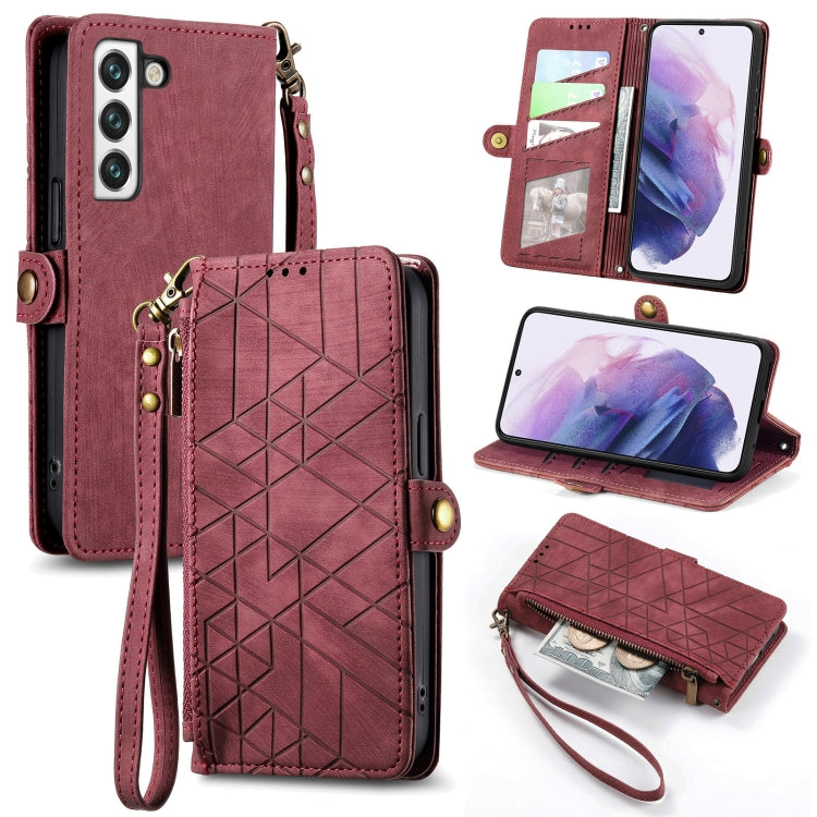 Geometric Zipper Wallet Side Buckle Leather Phone Case, For Samsung Galaxy A22 5G, For Samsung Galaxy S21 FE 5G, For Samsung Galaxy A32 4G, For Samsung Galaxy A72, For Samsung Galaxy A52 5G, For Samsung Galaxy A32 5G, For Samsung Galaxy S21 5G         ...