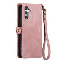 Load image into Gallery viewer, Geometric Zipper Wallet Side Buckle Leather Phone Case, For Samsung Galaxy A30