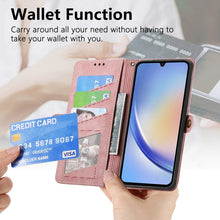 Load image into Gallery viewer, Geometric Zipper Wallet Side Buckle Leather Phone Case, For Samsung Galaxy A30