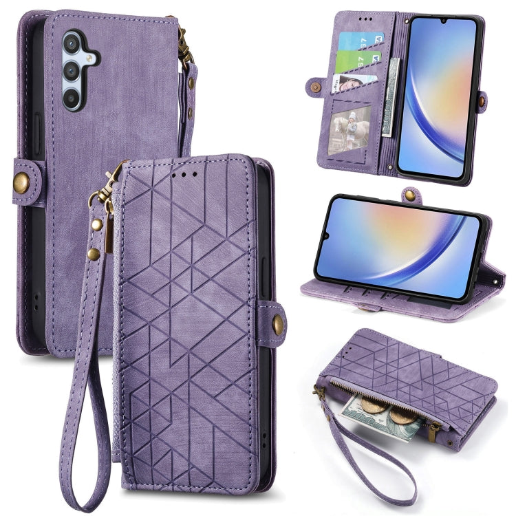 Geometric Zipper Wallet Side Buckle Leather Phone Case, Samsung Galaxy A05s, For Samsung Galaxy A25 5G, For Samsung Galaxy S23 FE 5G, For Samsung Galaxy A24 4G, For Samsung Galaxy A23 5G, For Samsung Galaxy A14 4G, For Samsung Galaxy A24 5G            ...