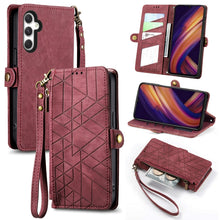 Load image into Gallery viewer, Geometric Zipper Wallet Side Buckle Leather Phone Case, Samsung Galaxy A05s, For Samsung Galaxy A25 5G, For Samsung Galaxy S23 FE 5G, For Samsung Galaxy A24 4G, For Samsung Galaxy A23 5G, For Samsung Galaxy A14 4G, For Samsung Galaxy A24 5G            ...