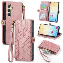 Load image into Gallery viewer, Geometric Zipper Wallet Side Buckle Leather Phone Case, For Samsung Galaxy S25 Ultra 5G, For Samsung Galaxy C55, For Samsung Galaxy M55, For Samsung Galaxy A55 5G, For Samsung Galaxy S24 Ultra 5G, For Samsung Galaxy S24+ 5G, For Samsung Galaxy S24 5G  ...