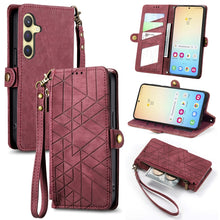 Load image into Gallery viewer, Geometric Zipper Wallet Side Buckle Leather Phone Case, For Samsung Galaxy S25 Ultra 5G, For Samsung Galaxy C55, For Samsung Galaxy M55, For Samsung Galaxy A55 5G, For Samsung Galaxy S24 Ultra 5G, For Samsung Galaxy S24+ 5G, For Samsung Galaxy S24 5G  ...
