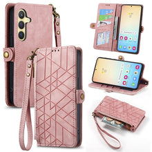 Load image into Gallery viewer, Geometric Zipper Wallet Side Buckle Leather Phone Case, For Samsung Galaxy S25 Ultra 5G, For Samsung Galaxy C55, For Samsung Galaxy M55, For Samsung Galaxy A55 5G, For Samsung Galaxy S24 Ultra 5G, For Samsung Galaxy S24+ 5G, For Samsung Galaxy S24 5G  ...