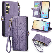 Load image into Gallery viewer, Geometric Zipper Wallet Side Buckle Leather Phone Case, For Samsung Galaxy S25 Ultra 5G, For Samsung Galaxy C55, For Samsung Galaxy M55, For Samsung Galaxy A55 5G, For Samsung Galaxy S24 Ultra 5G, For Samsung Galaxy S24+ 5G, For Samsung Galaxy S24 5G  ...