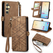 Load image into Gallery viewer, Geometric Zipper Wallet Side Buckle Leather Phone Case, For Samsung Galaxy S25 Ultra 5G, For Samsung Galaxy C55, For Samsung Galaxy M55, For Samsung Galaxy A55 5G, For Samsung Galaxy S24 Ultra 5G, For Samsung Galaxy S24+ 5G, For Samsung Galaxy S24 5G  ...