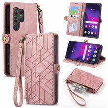 Load image into Gallery viewer, Geometric Zipper Wallet Side Buckle Leather Phone Case, For Samsung Galaxy S25 Ultra 5G, For Samsung Galaxy C55, For Samsung Galaxy M55, For Samsung Galaxy A55 5G, For Samsung Galaxy S24 Ultra 5G, For Samsung Galaxy S24+ 5G, For Samsung Galaxy S24 5G  ...