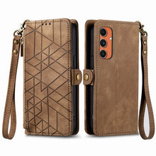 Load image into Gallery viewer, Geometric Zipper Wallet Side Buckle Leather Phone Case, For Samsung Galaxy S25 Ultra 5G, For Samsung Galaxy C55, For Samsung Galaxy M55, For Samsung Galaxy A55 5G, For Samsung Galaxy S24 Ultra 5G, For Samsung Galaxy S24+ 5G, For Samsung Galaxy S24 5G  ...