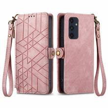 Load image into Gallery viewer, Geometric Zipper Wallet Side Buckle Leather Phone Case, For Samsung Galaxy S25 Ultra 5G, For Samsung Galaxy C55, For Samsung Galaxy M55, For Samsung Galaxy A55 5G, For Samsung Galaxy S24 Ultra 5G, For Samsung Galaxy S24+ 5G, For Samsung Galaxy S24 5G  ...