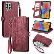 Load image into Gallery viewer, Geometric Zipper Wallet Side Buckle Leather Phone Case, For Samsung Galaxy A54 5G, For Samsung Galaxy S23 Ultra 5G, For Samsung Galaxy S23+ 5G, For Samsung Galaxy S23 5G, For Samsung Galaxy A14 5G, For Samsung Galaxy S20 FE, For Samsung Galaxy M33     ...