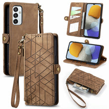 Load image into Gallery viewer, Geometric Zipper Wallet Side Buckle Leather Phone Case, For Samsung Galaxy A54 5G, For Samsung Galaxy S23 Ultra 5G, For Samsung Galaxy S23+ 5G, For Samsung Galaxy S23 5G, For Samsung Galaxy A14 5G, For Samsung Galaxy S20 FE, For Samsung Galaxy M33     ...