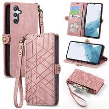 Load image into Gallery viewer, Geometric Zipper Wallet Side Buckle Leather Phone Case, For Samsung Galaxy S26 Edge 5G, For Samsung Galaxy A57 5G, For Samsung Galaxy A37 5G, For Samsung Galaxy S25 Edge 5G, For Samsung Galaxy A56 5G, For Samsung Galaxy A36 5G, For Samsung Galaxy S25 5...