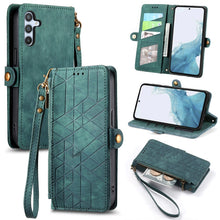 Load image into Gallery viewer, Geometric Zipper Wallet Side Buckle Leather Phone Case, For Samsung Galaxy S26 Edge 5G, For Samsung Galaxy A57 5G, For Samsung Galaxy A37 5G, For Samsung Galaxy S25 Edge 5G, For Samsung Galaxy A56 5G, For Samsung Galaxy A36 5G, For Samsung Galaxy S25 5...