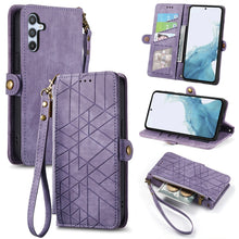 Load image into Gallery viewer, Geometric Zipper Wallet Side Buckle Leather Phone Case, For Samsung Galaxy S26 Edge 5G, For Samsung Galaxy A57 5G, For Samsung Galaxy A37 5G, For Samsung Galaxy S25 Edge 5G, For Samsung Galaxy A56 5G, For Samsung Galaxy A36 5G, For Samsung Galaxy S25 5...