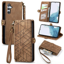 Load image into Gallery viewer, Geometric Zipper Wallet Side Buckle Leather Phone Case, For Samsung Galaxy S26 Edge 5G, For Samsung Galaxy A57 5G, For Samsung Galaxy A37 5G, For Samsung Galaxy S25 Edge 5G, For Samsung Galaxy A56 5G, For Samsung Galaxy A36 5G, For Samsung Galaxy S25 5...