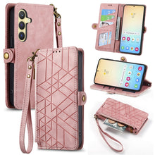Load image into Gallery viewer, Geometric Zipper Wallet Side Buckle Leather Phone Case, For Samsung Galaxy S26 Edge 5G, For Samsung Galaxy A57 5G, For Samsung Galaxy A37 5G, For Samsung Galaxy S25 Edge 5G, For Samsung Galaxy A56 5G, For Samsung Galaxy A36 5G, For Samsung Galaxy S25 5...