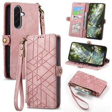 Load image into Gallery viewer, Geometric Zipper Wallet Side Buckle Leather Phone Case, For Samsung Galaxy S26 Edge 5G, For Samsung Galaxy A57 5G, For Samsung Galaxy A37 5G, For Samsung Galaxy S25 Edge 5G, For Samsung Galaxy A56 5G, For Samsung Galaxy A36 5G, For Samsung Galaxy S25 5...