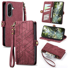 Load image into Gallery viewer, Geometric Zipper Wallet Side Buckle Leather Phone Case, For Samsung Galaxy S26 Edge 5G, For Samsung Galaxy A57 5G, For Samsung Galaxy A37 5G, For Samsung Galaxy S25 Edge 5G, For Samsung Galaxy A56 5G, For Samsung Galaxy A36 5G, For Samsung Galaxy S25 5...