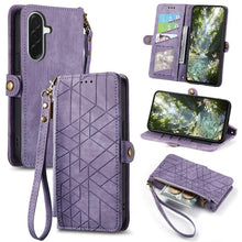 Load image into Gallery viewer, Geometric Zipper Wallet Side Buckle Leather Phone Case, For Samsung Galaxy S26 Edge 5G, For Samsung Galaxy A57 5G, For Samsung Galaxy A37 5G, For Samsung Galaxy S25 Edge 5G, For Samsung Galaxy A56 5G, For Samsung Galaxy A36 5G, For Samsung Galaxy S25 5...