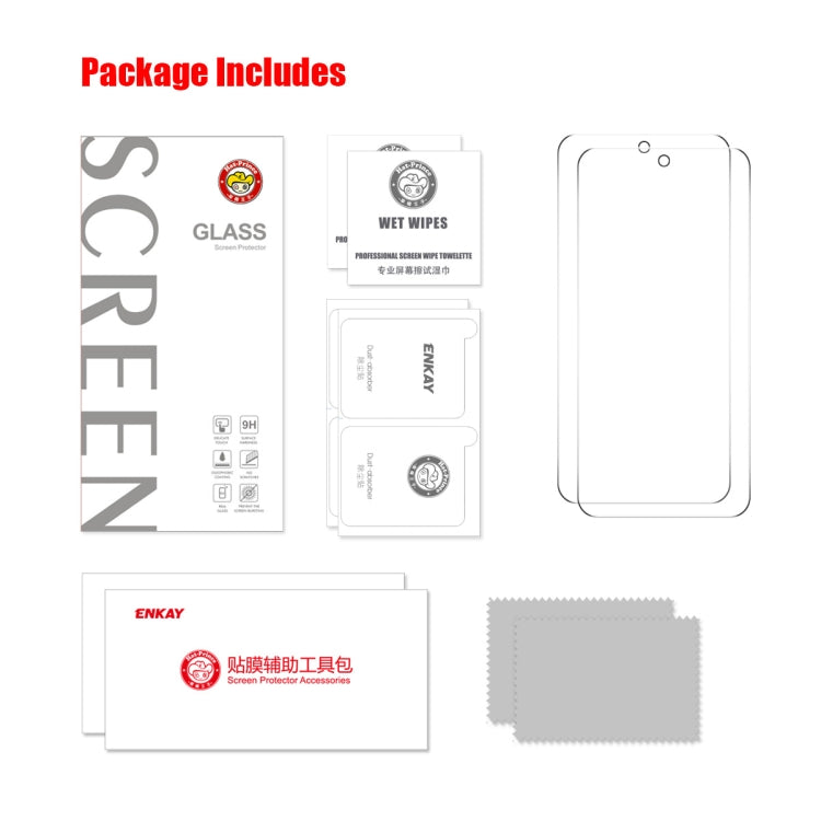 2pcs ENKAY 0.26mm 9H 2.5D High Aluminum-silicon Tempered Glass Film, For Samsung Galaxy A35, For Samsung Galaxy A55, For Samsung Galaxy M04, For Samsung Galaxy A25 5G, For Samsung Galaxy S23 FE, For Samsung Galaxy M54 /F54, For Samsung Galaxy A15 4G / 5G