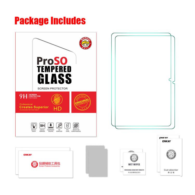 2pcs ENKAY Hat-Prince 0.33mm Explosion-proof Tempered Glass Film, For Honor Pad X9 Max / X9b Max 13 2026, For Honor Pad 10 12.1, For Honor Pad X8 Pro / X9 11.5, For Honor MagicPad 13, For Huawei MatePad Air 11.5 2023