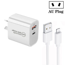 Load image into Gallery viewer, PD30W USB-C / Type-C + QC3.0 USB Dual Port Charger with 1m USB to 8 Pin Data Cable, EU Plug, US Plug, AU Plug