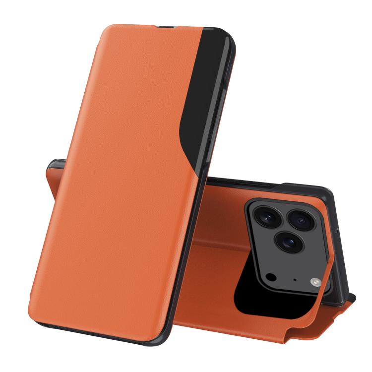 Side Display Flip Leather Phone Case, For iPhone 18 Pro / 17 Pro, For iPhone 18 Pro Max / 17 Pro Max, For iPhone 17e / 16e, For iPhone 17, For iPhone Air, For iPhone 16 Pro Max, For iPhone 16 Pro, For iPhone 16 Plus