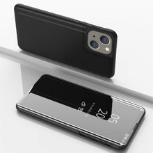Load image into Gallery viewer, Plated Mirror Horizontal Flip Leather Phone Case with Holder, For iPhone 15